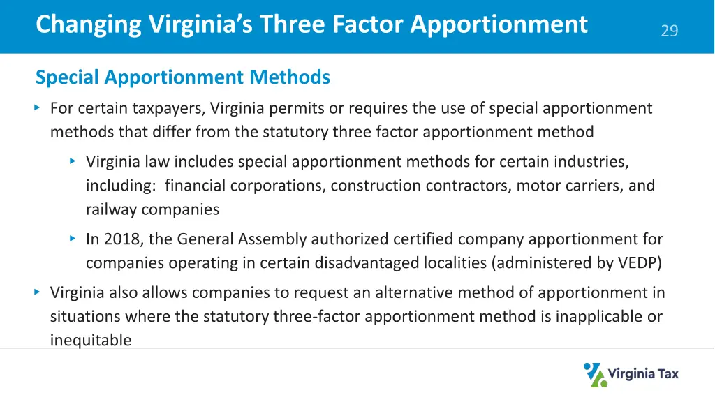 changing virginia s three factor apportionment 1