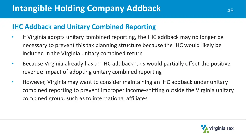 intangible holding company addback 1