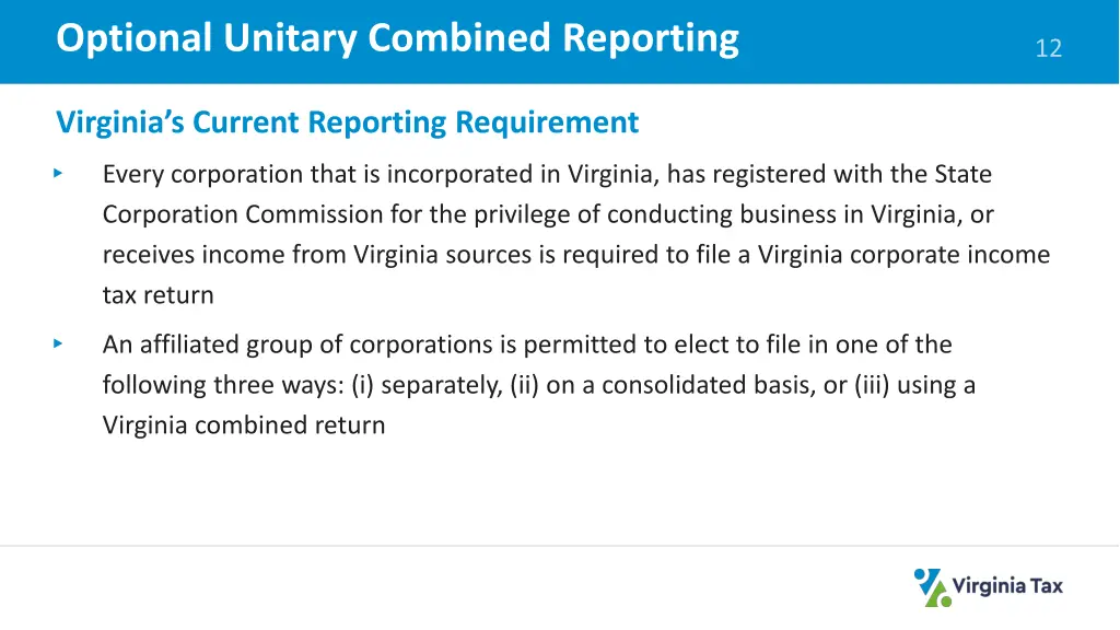 optional unitary combined reporting