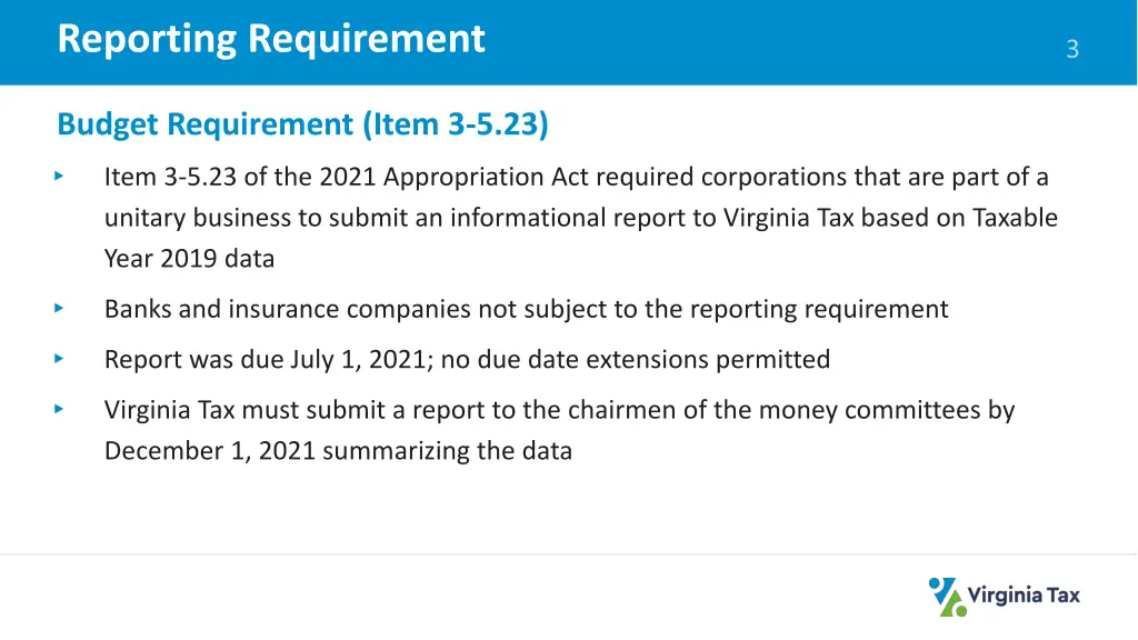 reporting requirement