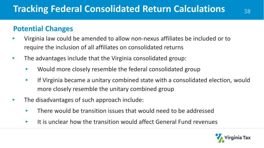 tracking federal consolidated return calculations 2