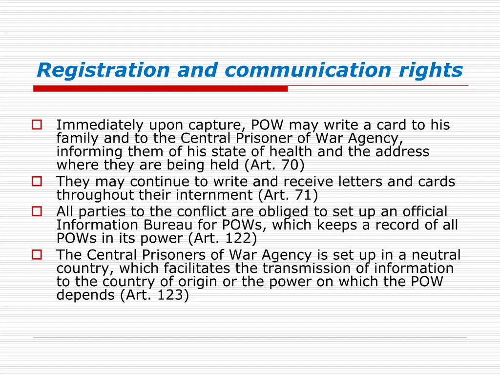 registration and communication rights