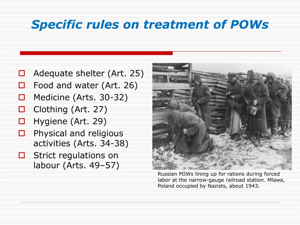 specific rules on treatment of pows