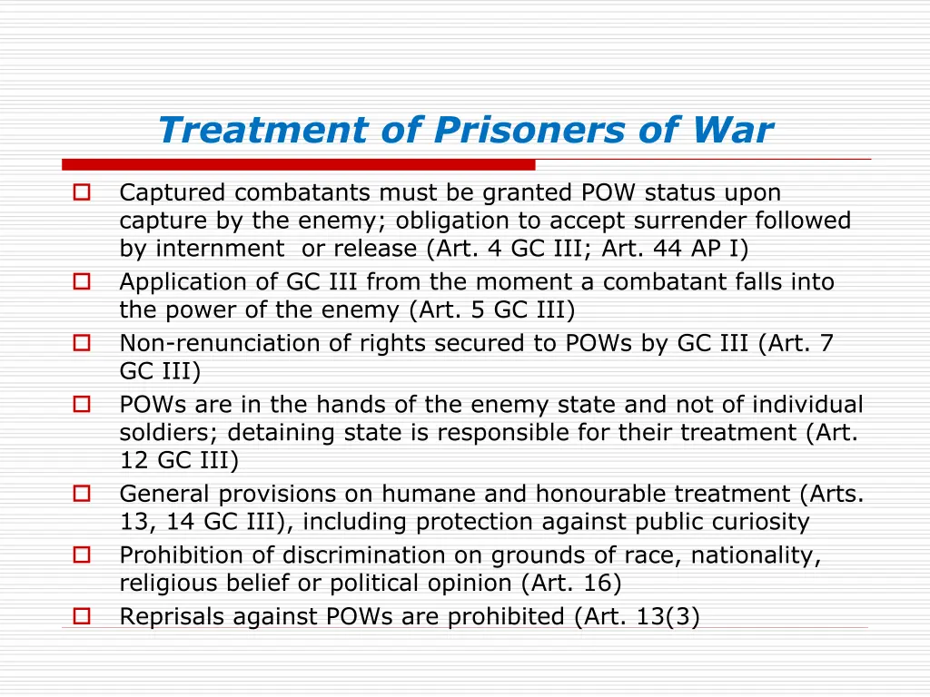 treatment of prisoners of war