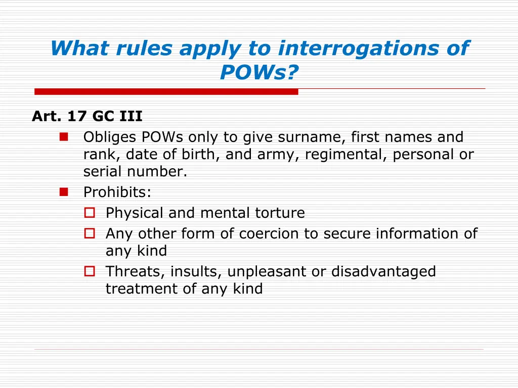 what rules apply to interrogations of pows