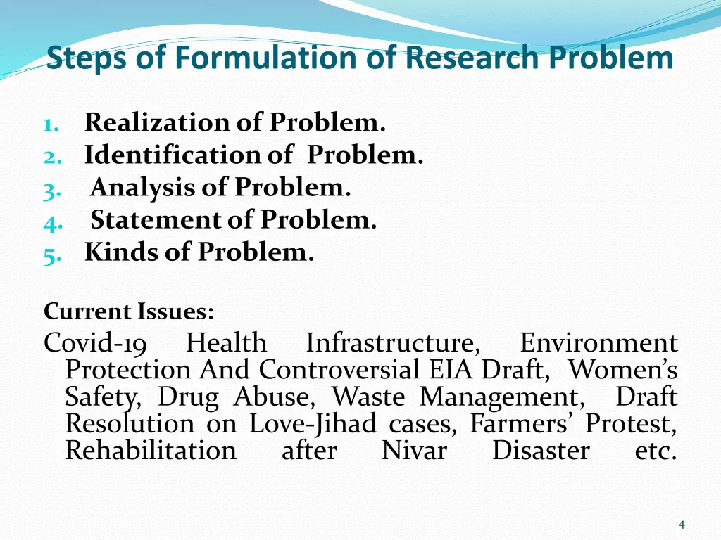 steps of formulation of research problem