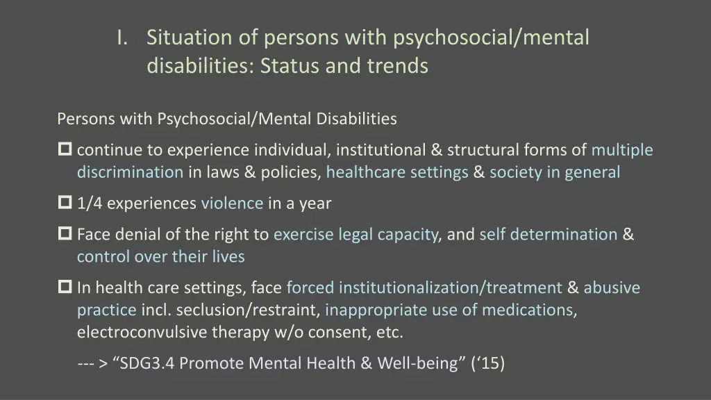 i situation of persons with psychosocial mental