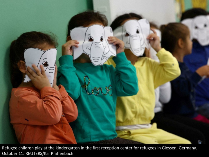 refugee children play at the kindergarten