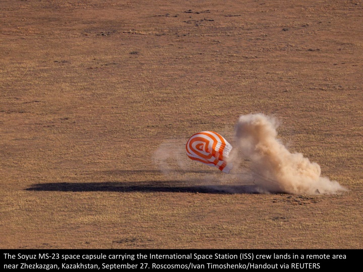 the soyuz ms 23 space capsule carrying