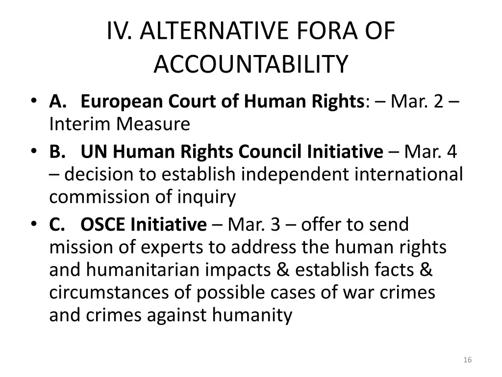 iv alternative fora of accountability a european