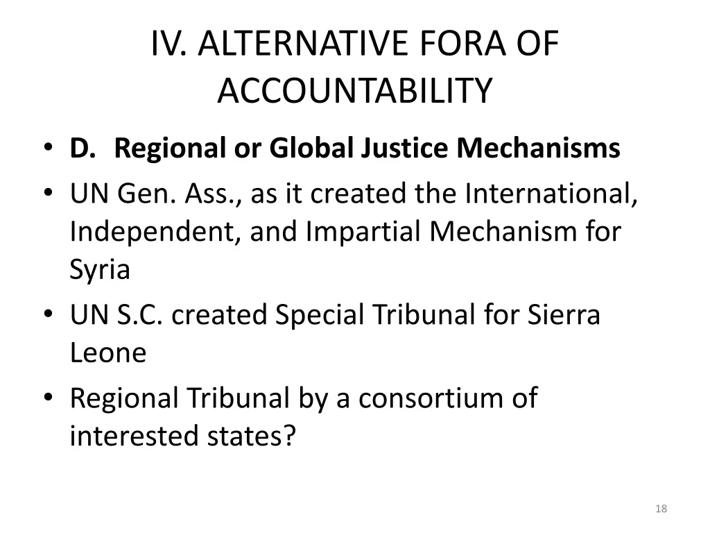 iv alternative fora of accountability