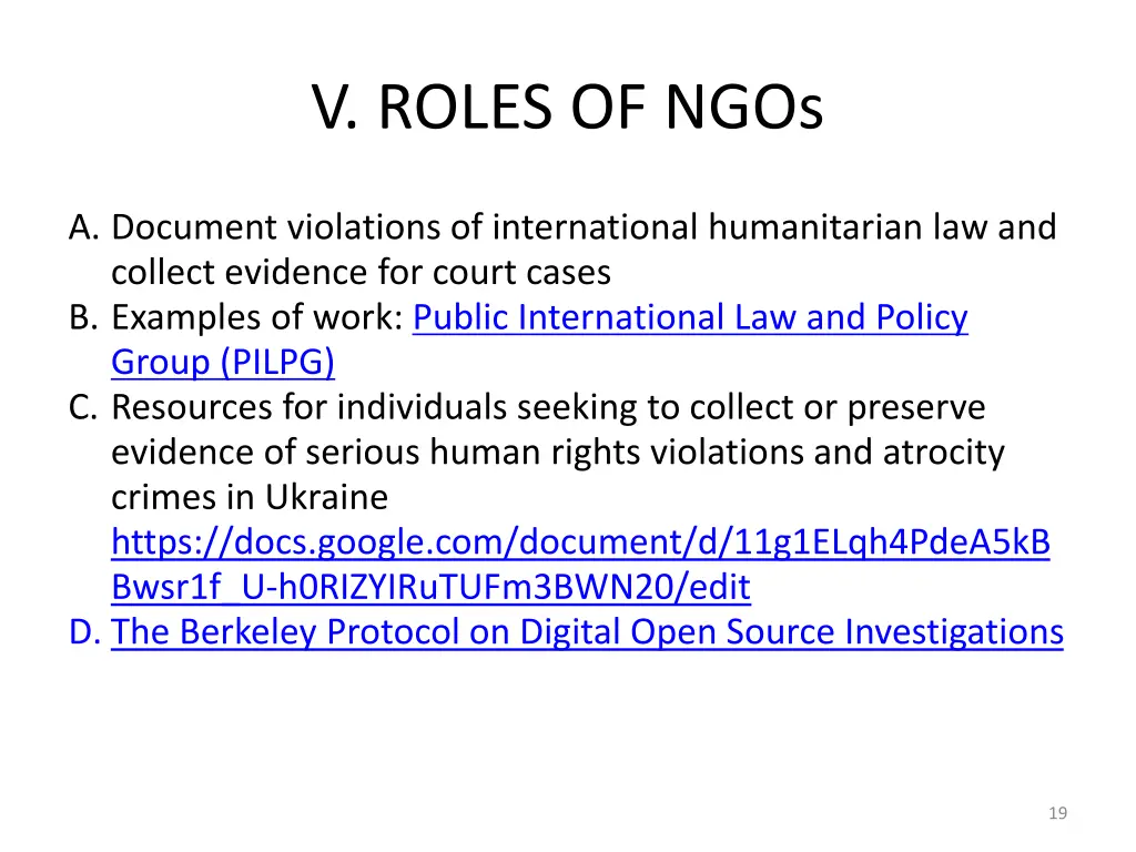 v roles of ngos