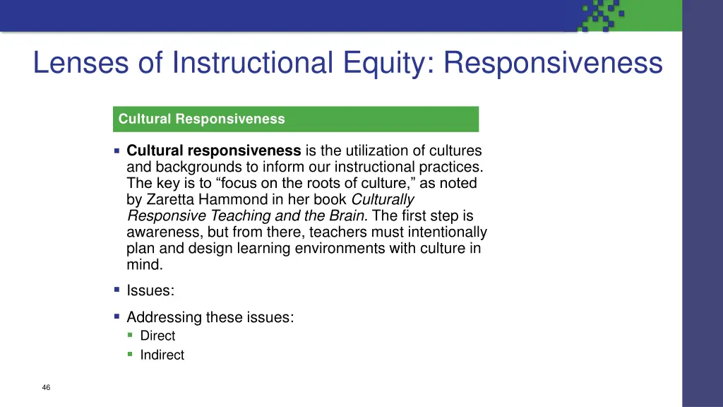 lenses of instructional equity responsiveness