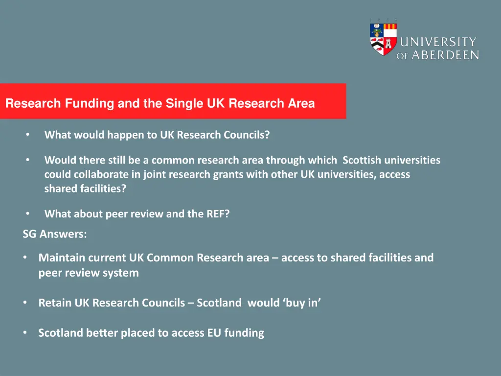 research funding and the single uk research area