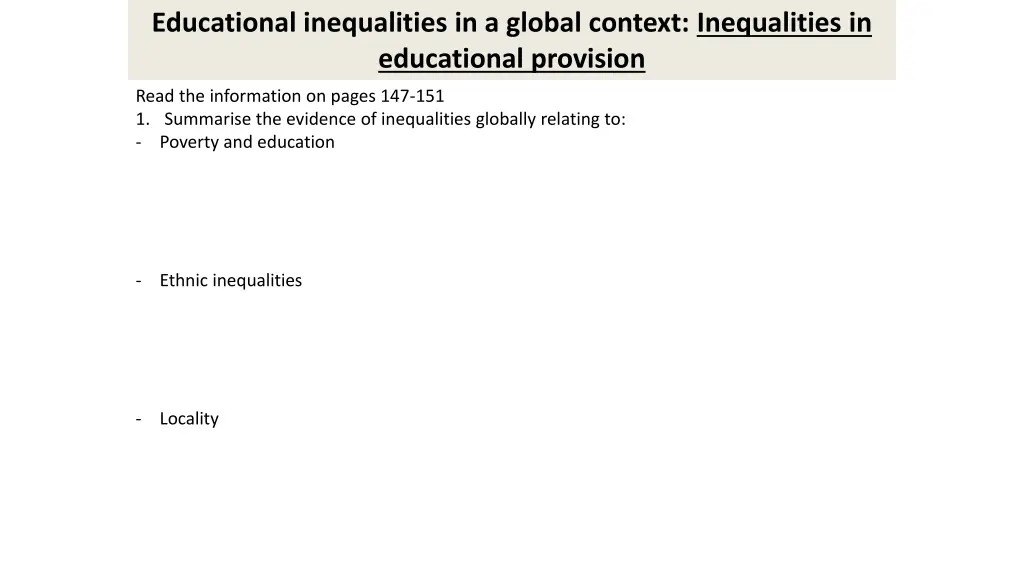 educational inequalities in a global context 1