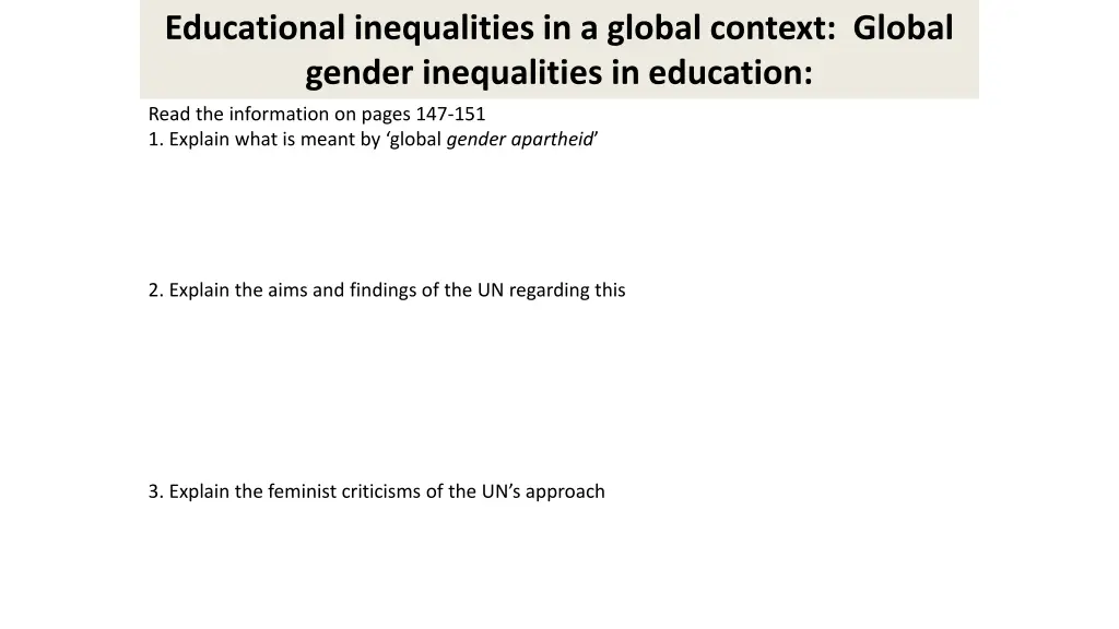 educational inequalities in a global context