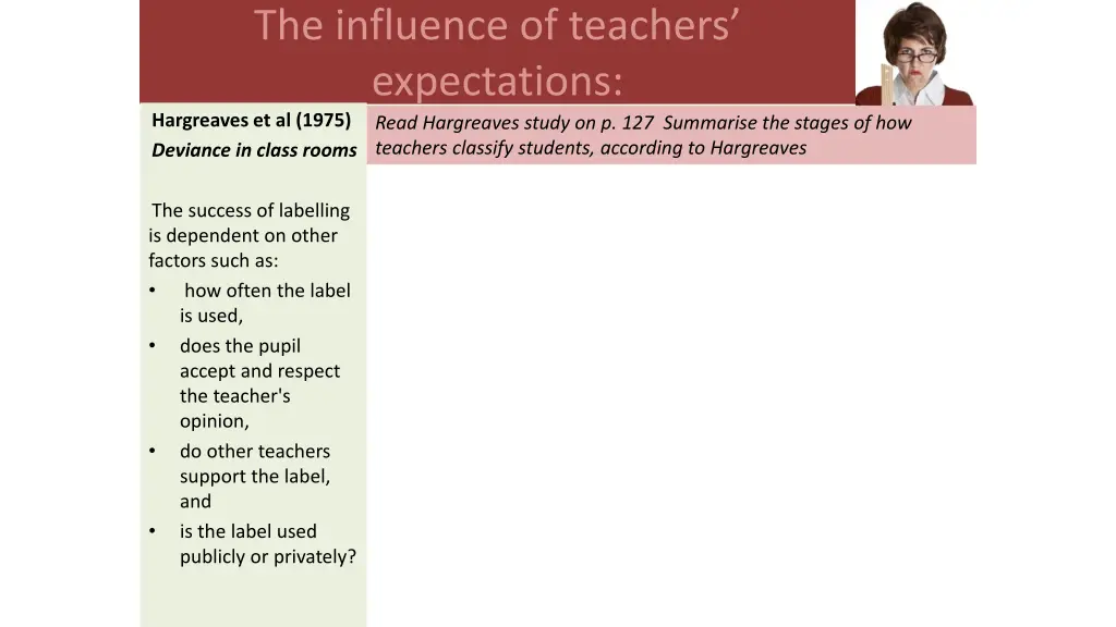 the influence of teachers expectations hargreaves