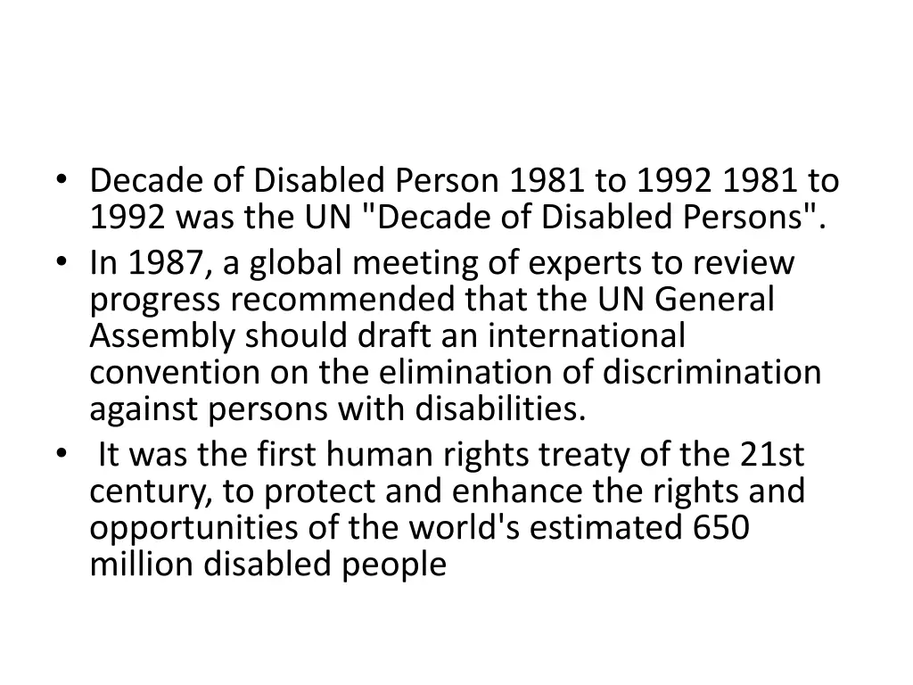 decade of disabled person 1981 to 1992 1981