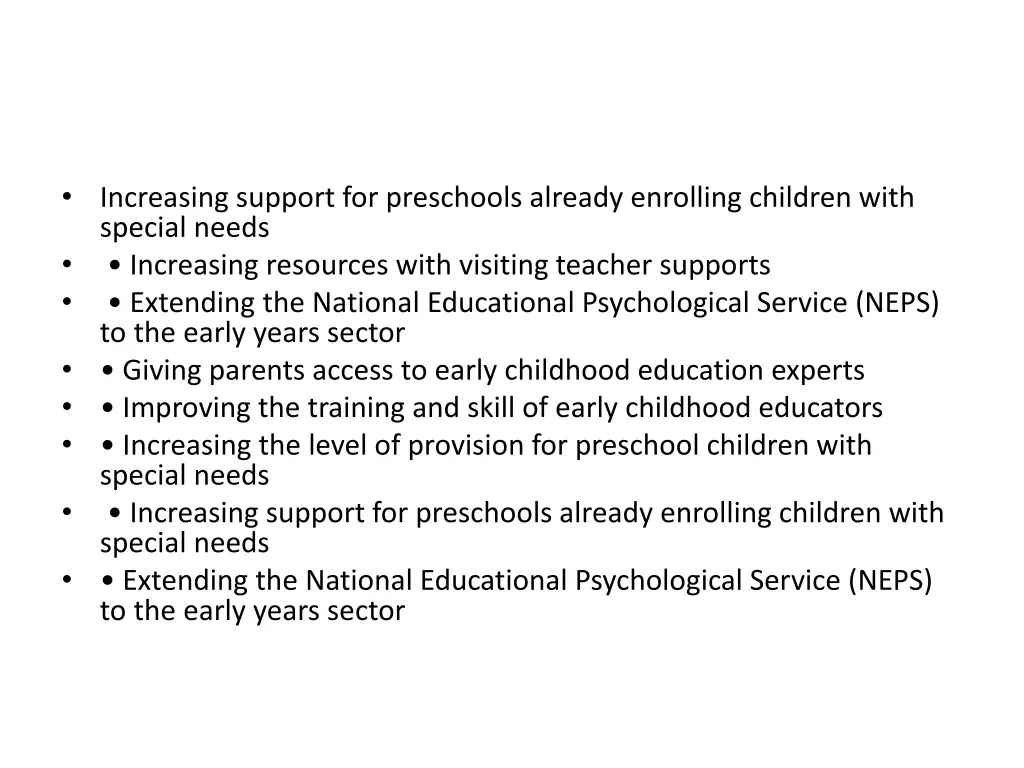 increasing support for preschools already