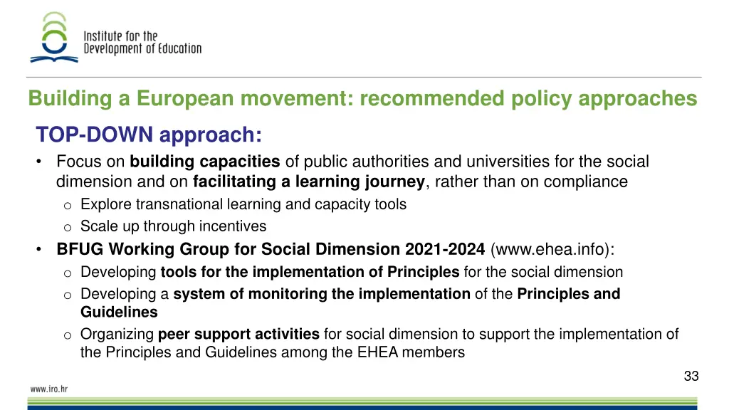 building a european movement recommended policy