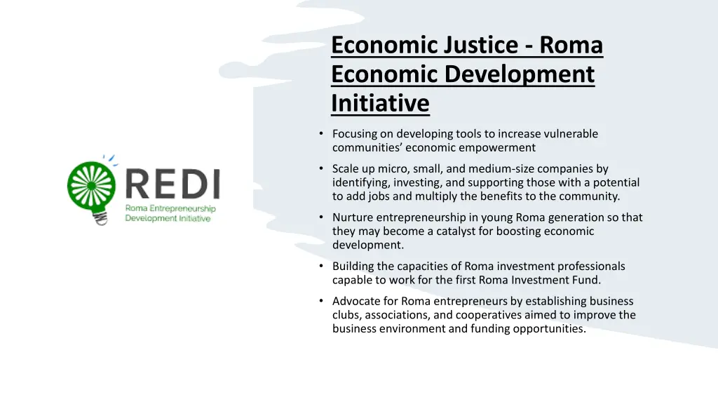 economic justice roma economic development