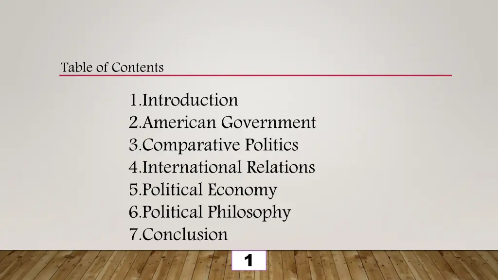 table of contents