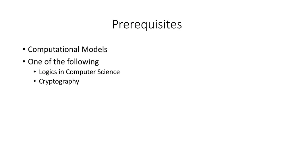 prerequisites