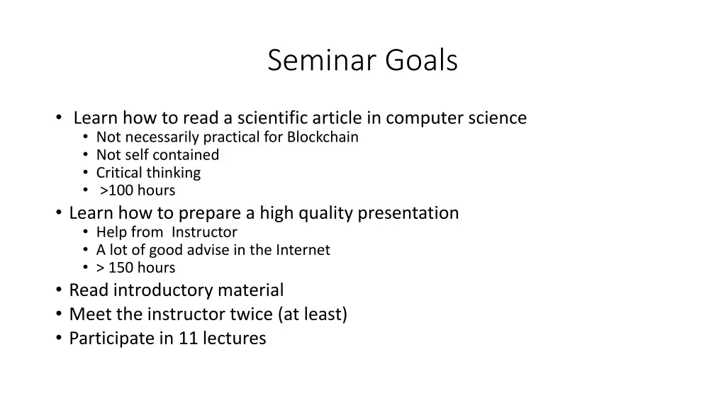 seminar goals
