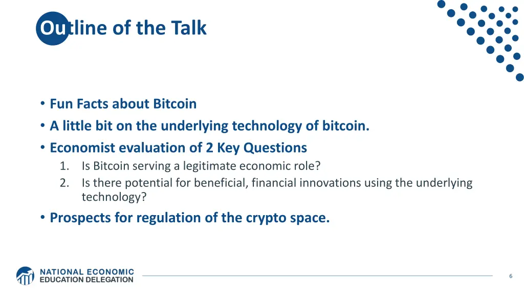 outline of the talk