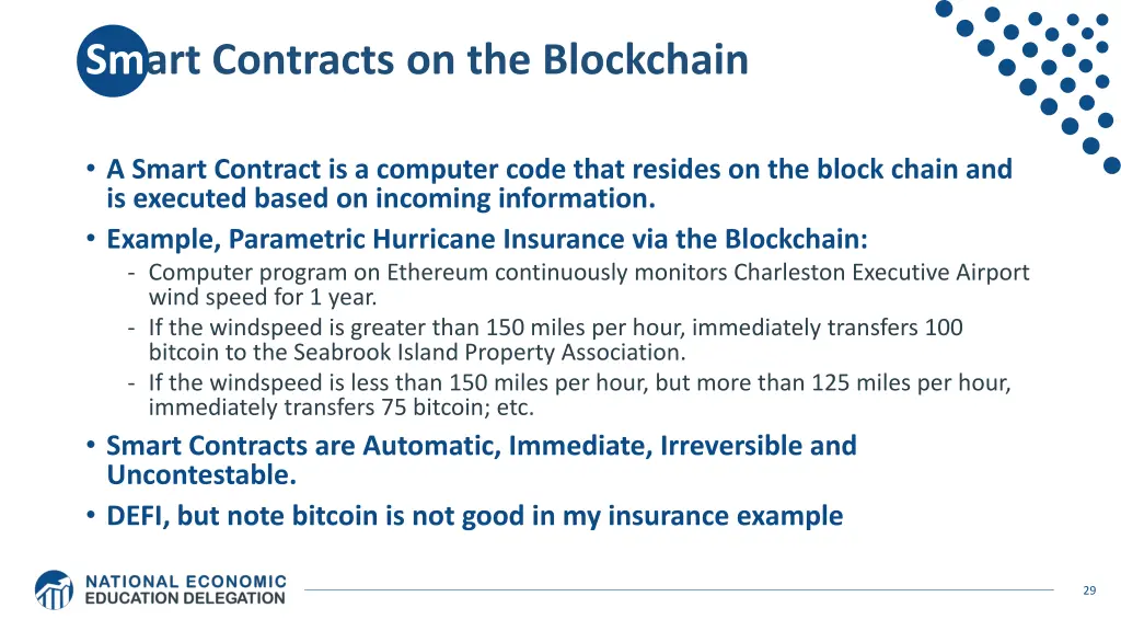 smart contracts on the blockchain