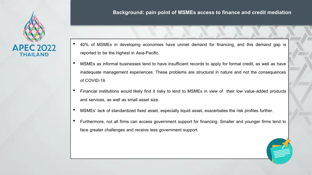 background pain point of msmes access to finance