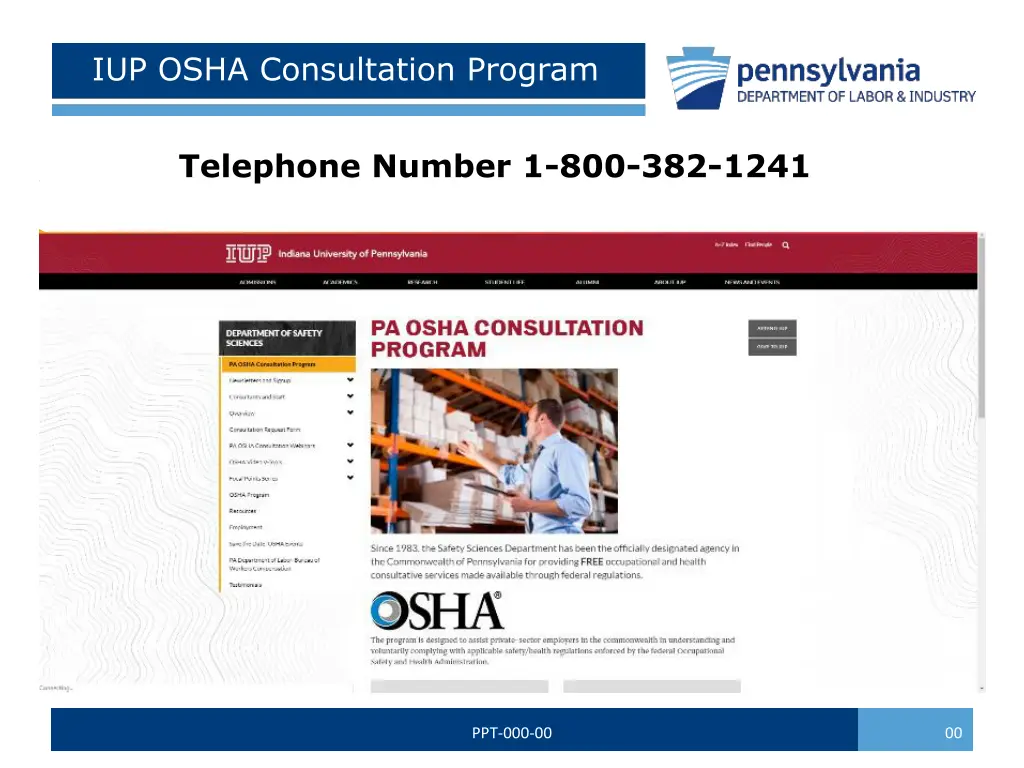 iup osha consultation program