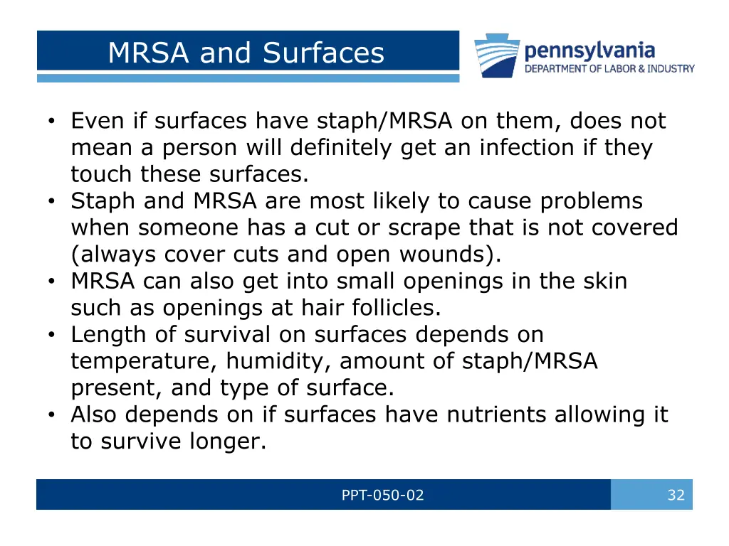 mrsa and surfaces