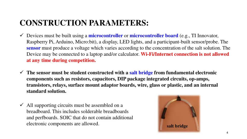 construction parameters