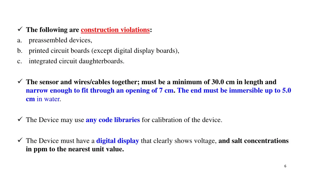 the following are construction violations