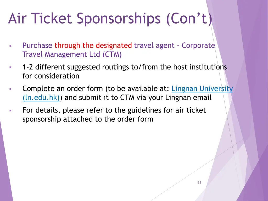 air ticket sponsorships con t