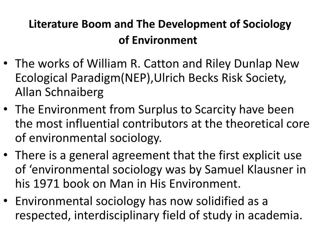 literature boom and the development of sociology
