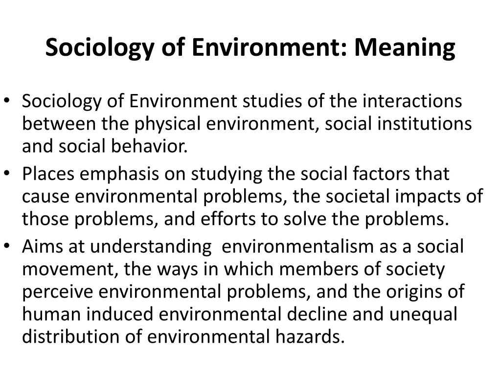 sociology of environment meaning