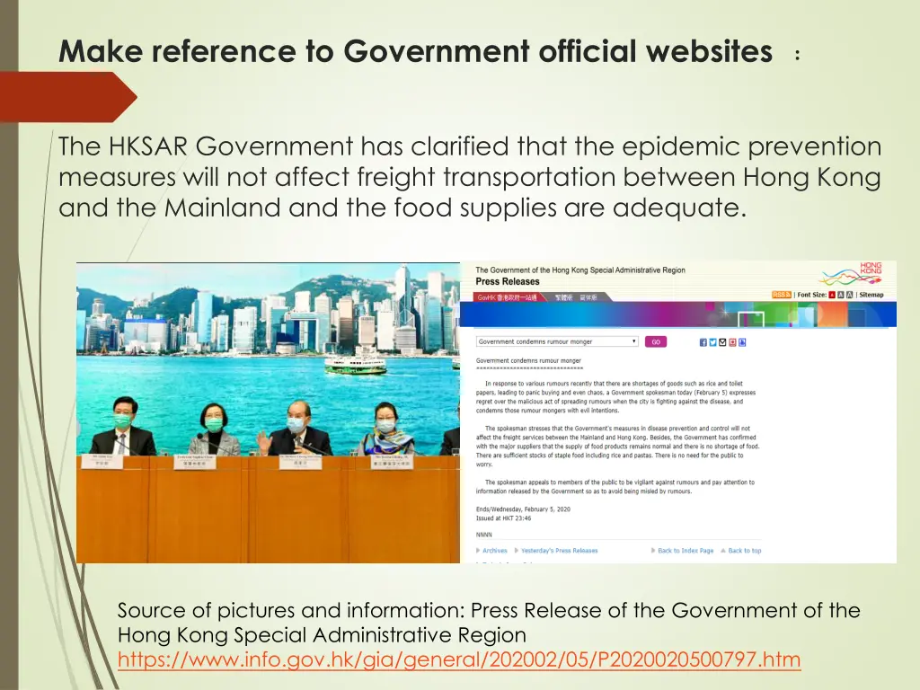 make reference to government official websites
