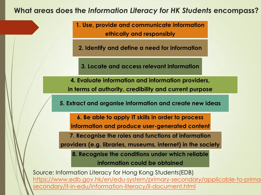 what areas does the information literacy