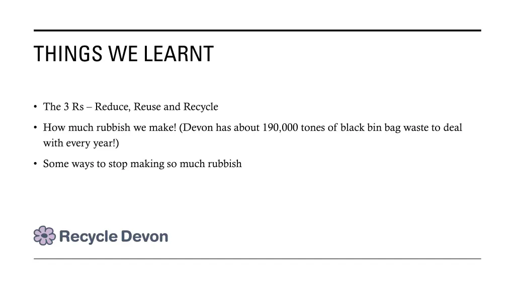 things we learnt