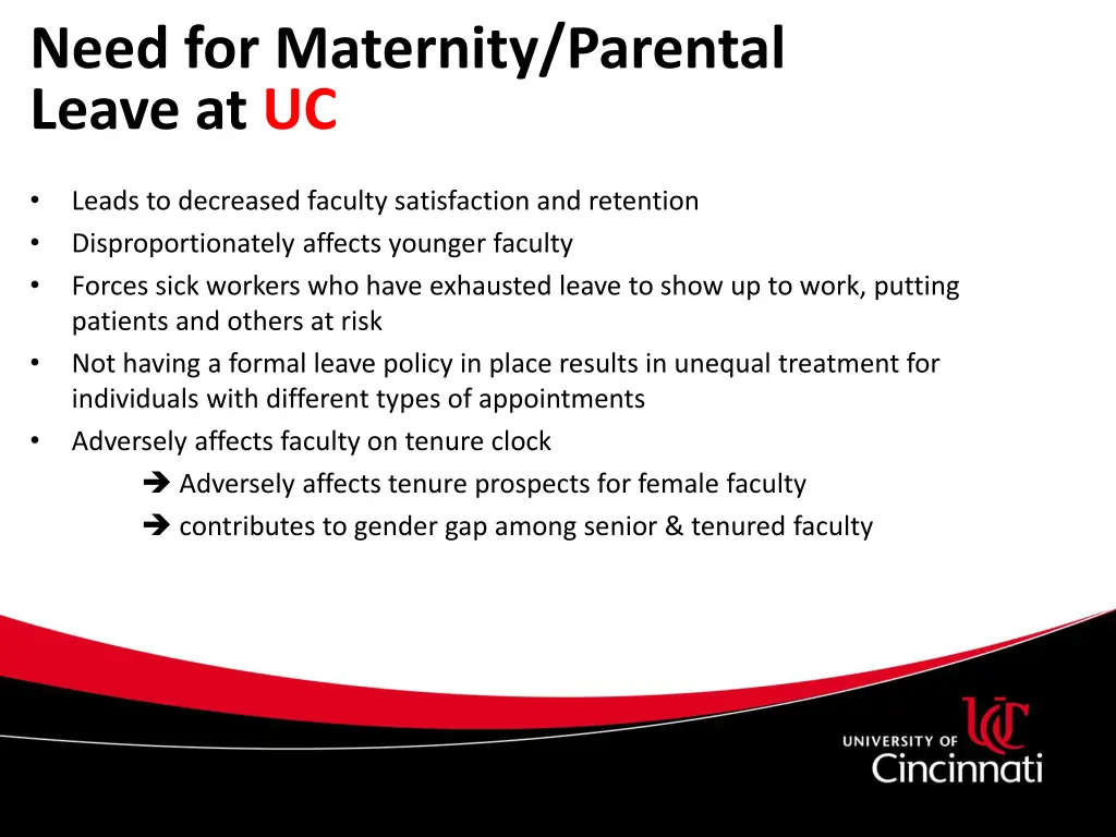 need for maternity parental leave at uc