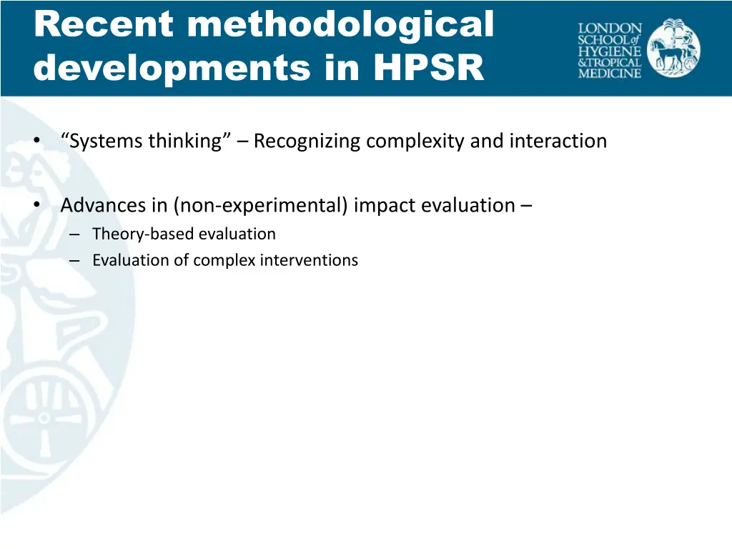 recent methodological developments in hpsr