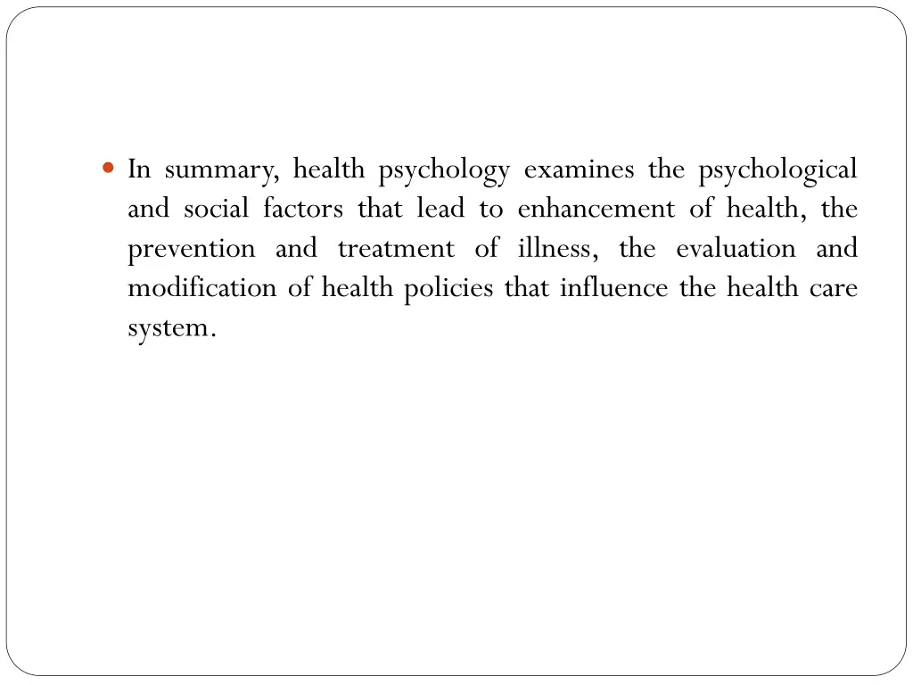 in summary health psychology examines