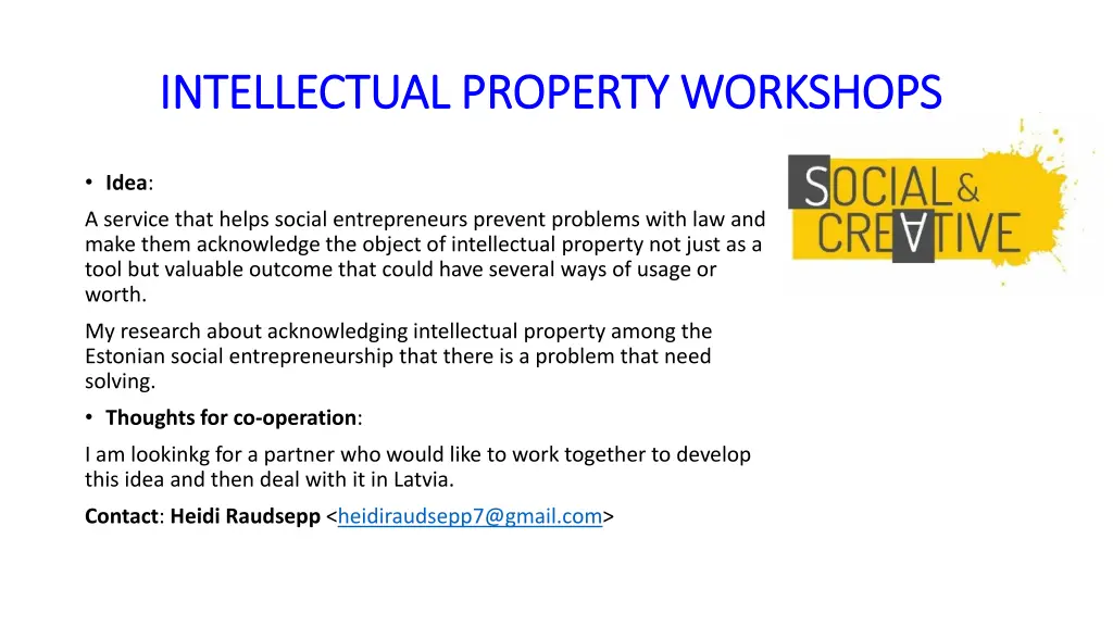 intellectual property workshops intellectual