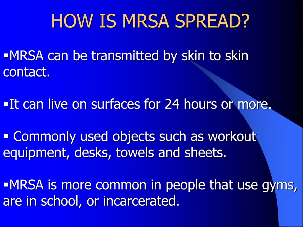 how is mrsa spread