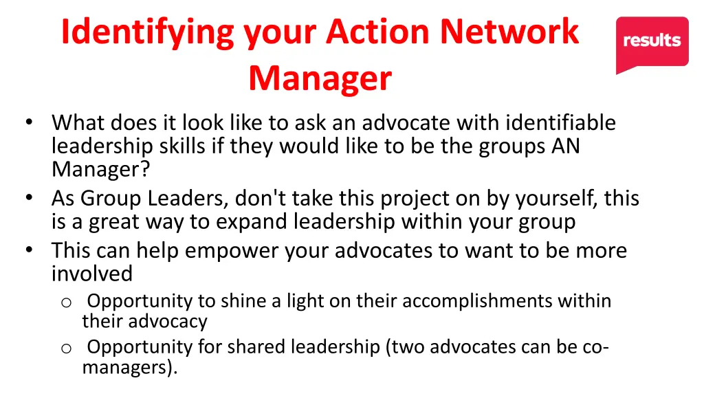 identifying your action network manager what does