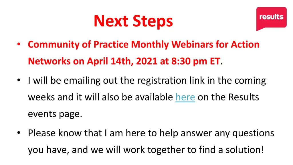 next steps