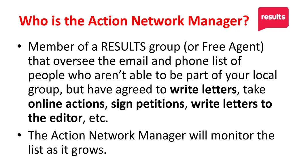 who is the action network manager