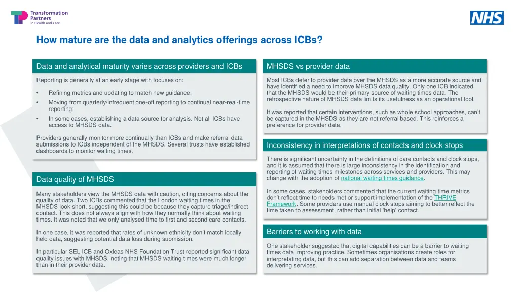how mature are the data and analytics offerings